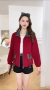 New arrivals for Spring/Autumn 2024 women's wear: A red long-sleeved top with Chinese style elements, a trendy and simple yet fashionable middle-aged outfit details Picture